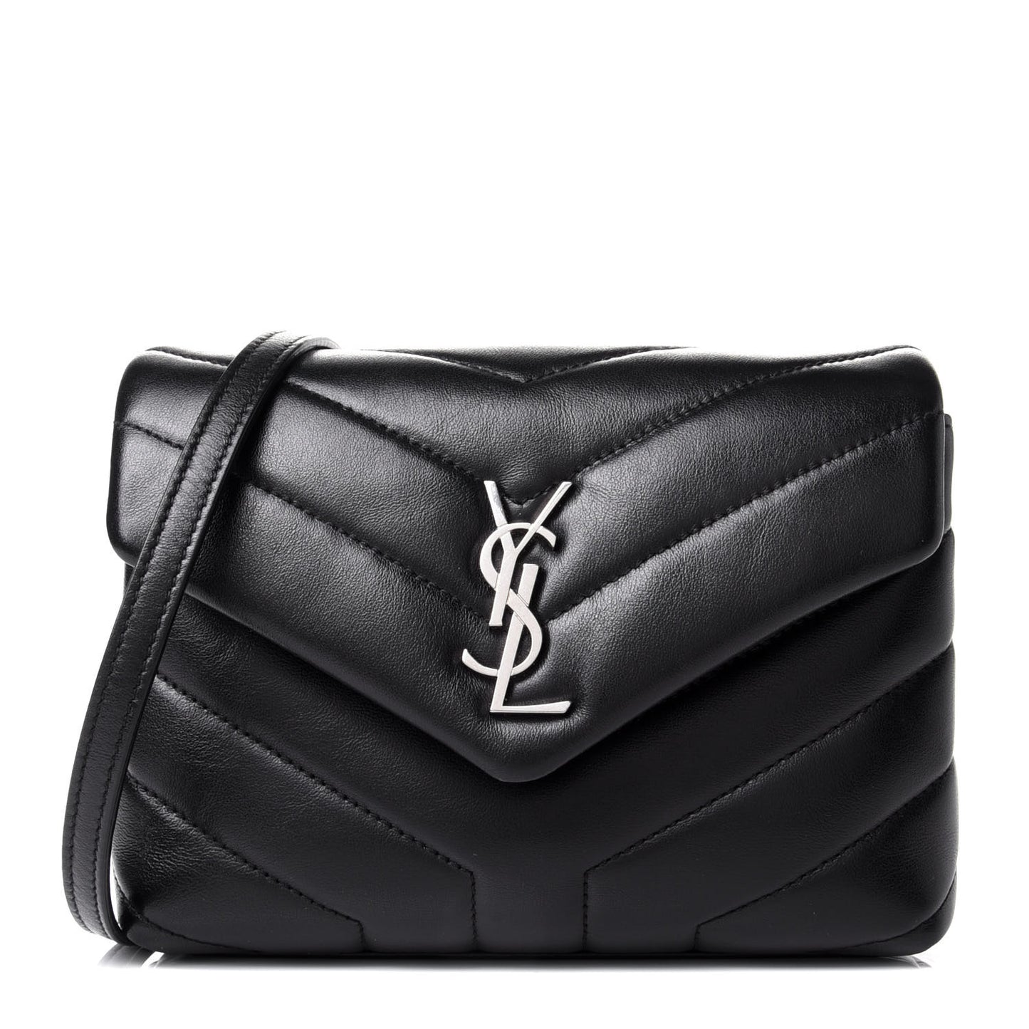 Calfskin Y Quilted Monogram Toy Loulou Crossbody Bag Black