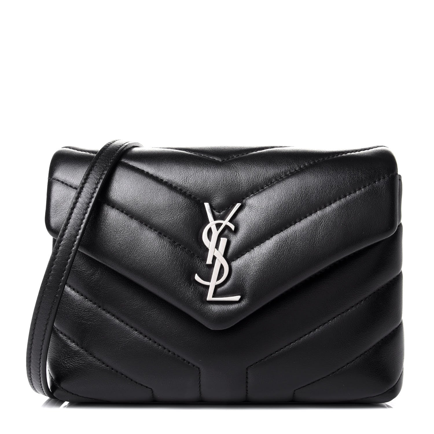 Saint Laurent Calfskin Y Quilted Monogram Toy Loulou Crossbody Bag Black 1 of 4