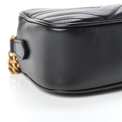 Gucci Calfskin Matelasse Small GG Marmont Chain Shoulder Bag Black 8 of 12