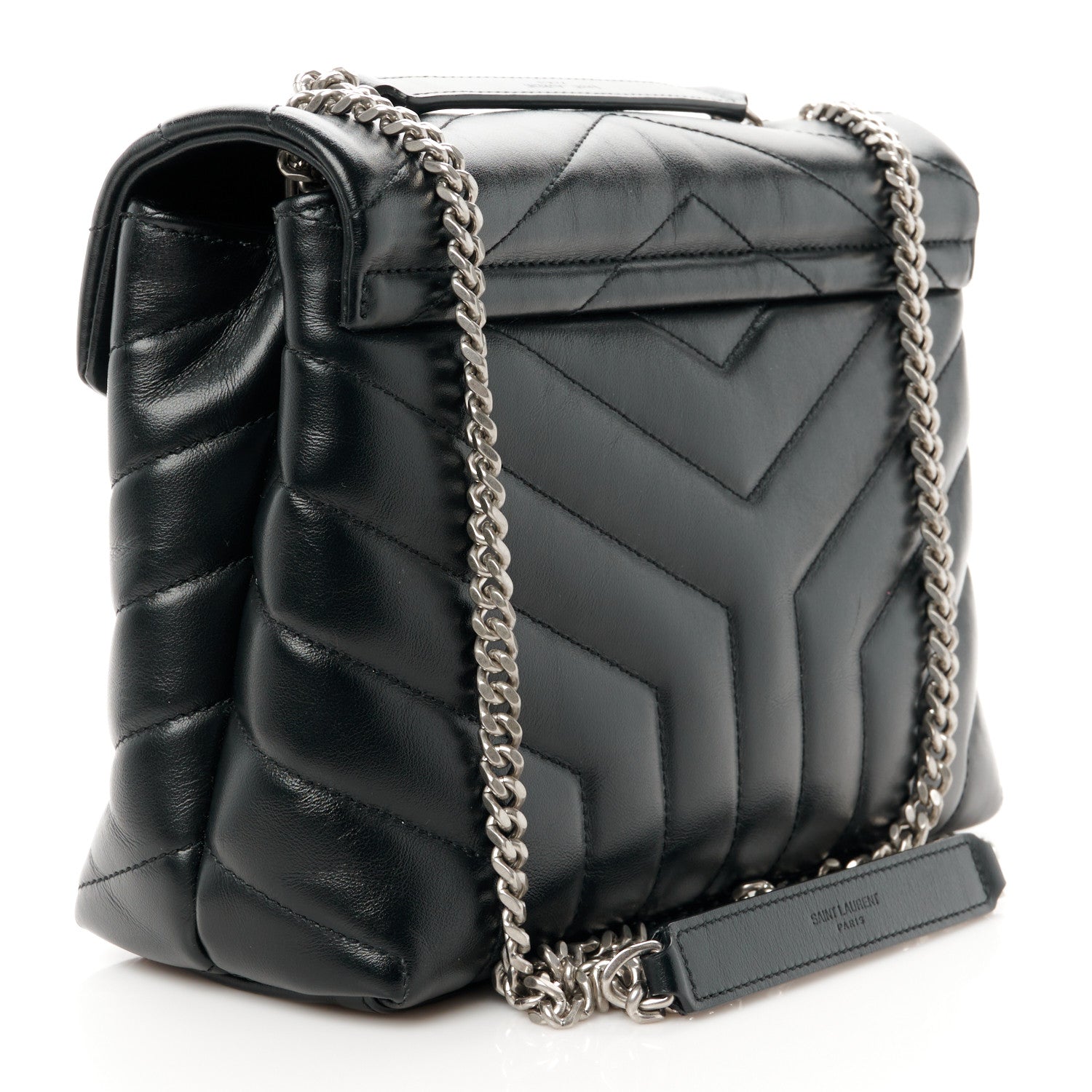 Saint Laurent Calfskin Y Quilted Monogram Small Loulou Chain Satchel Black 3 of 12