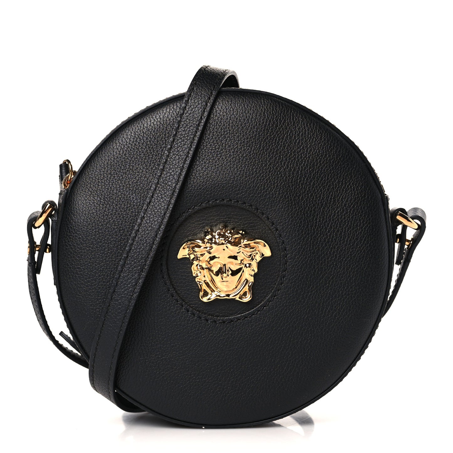Calfskin La Medusa Round Camera Bag Black