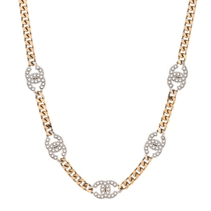 Chanel Crystal Chain CC Link Choker Gold Silver 1 of 4