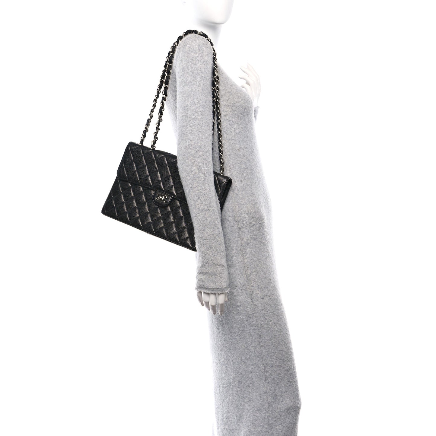 Caviar Quilted Jumbo Single Flap Black