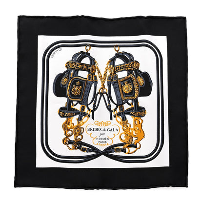 Hermes Silk Brides de Gala Nano Scarf 20 Black White Or 1 of 4