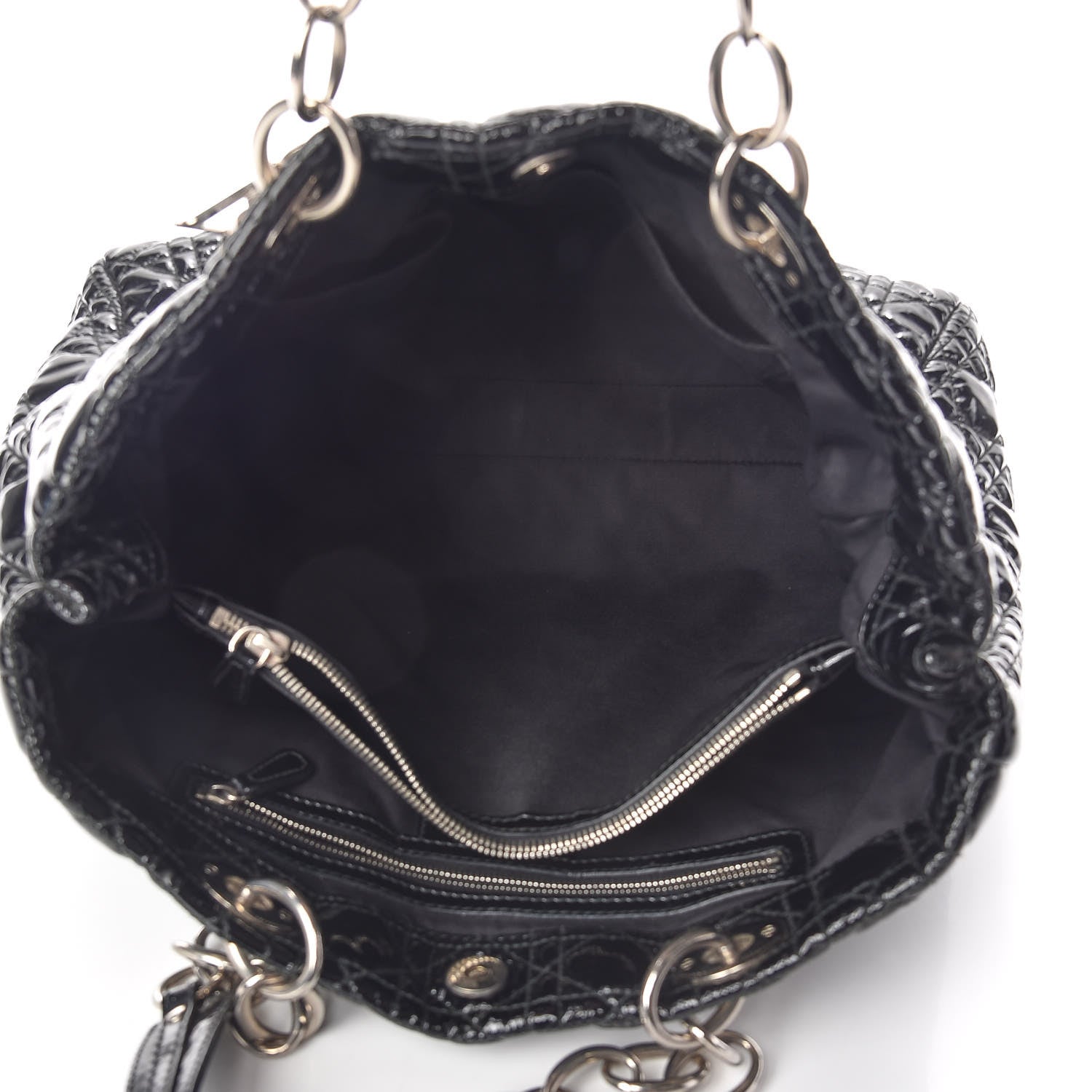 Christian Dior Patent Cannage Large Dior Soft Shopping Tote Black 8 of 13