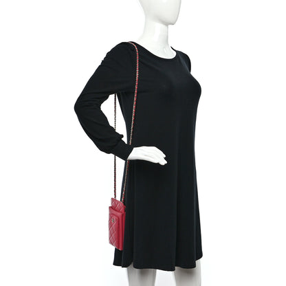 Chanel Lambskin Quilted Phone Chain Clutch Bag Pink 2 of 10