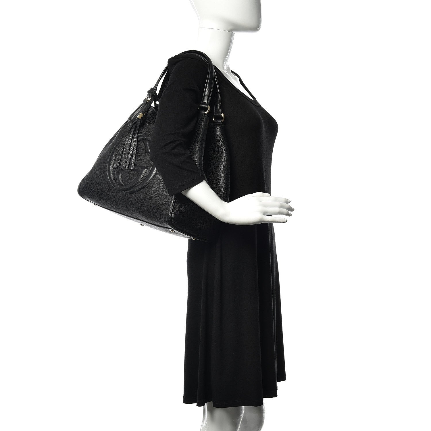 Gucci Pebbled Calfskin Medium Soho Shoulder Bag Black 2 of 10