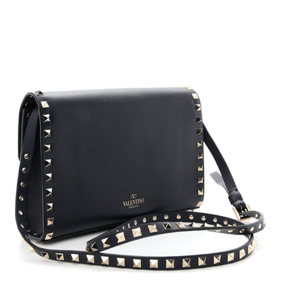 Valentino Garavani Vitello Medium Rockstud Flip Lock Crossbody Bag Marine 3 of 9