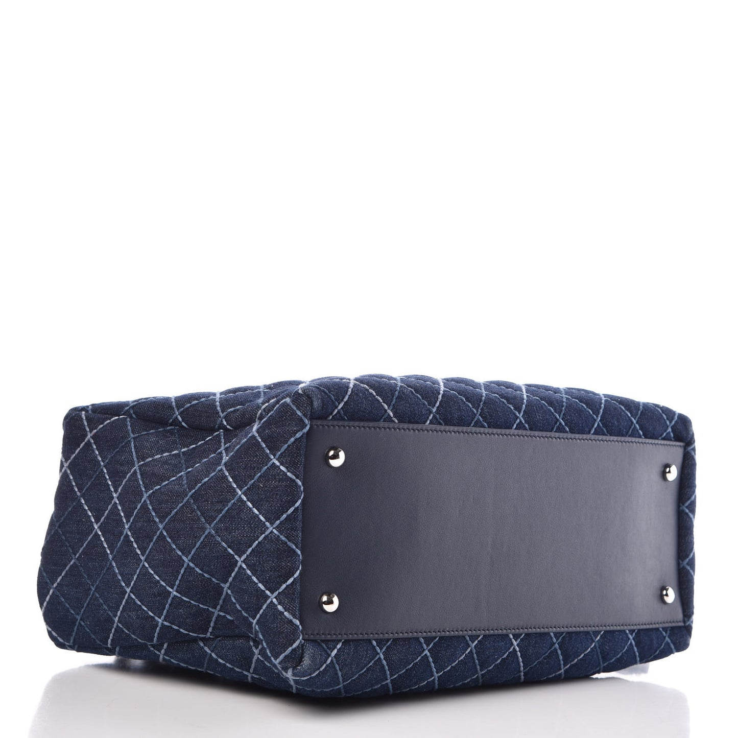 Denim Quilted Large Shopping Tote Blue