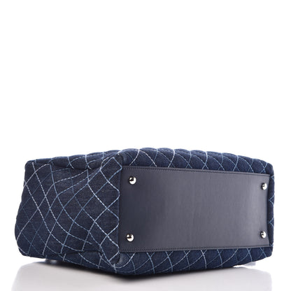 Chanel Denim Quilted Large Shopping Tote Blue 6 of 11