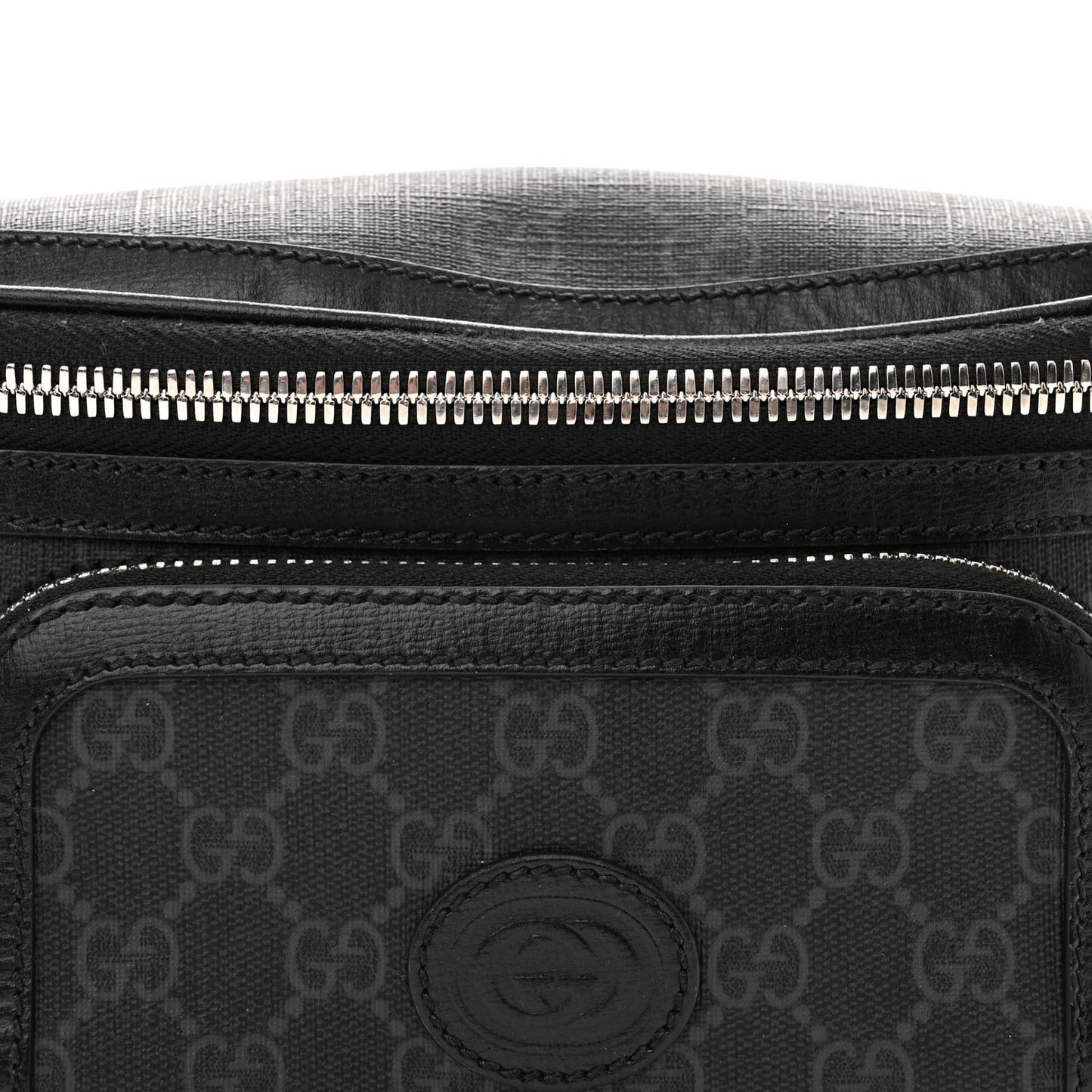 GG Supreme Monogram Textured Calfskin Retro Interlocking G Belt Bag Black