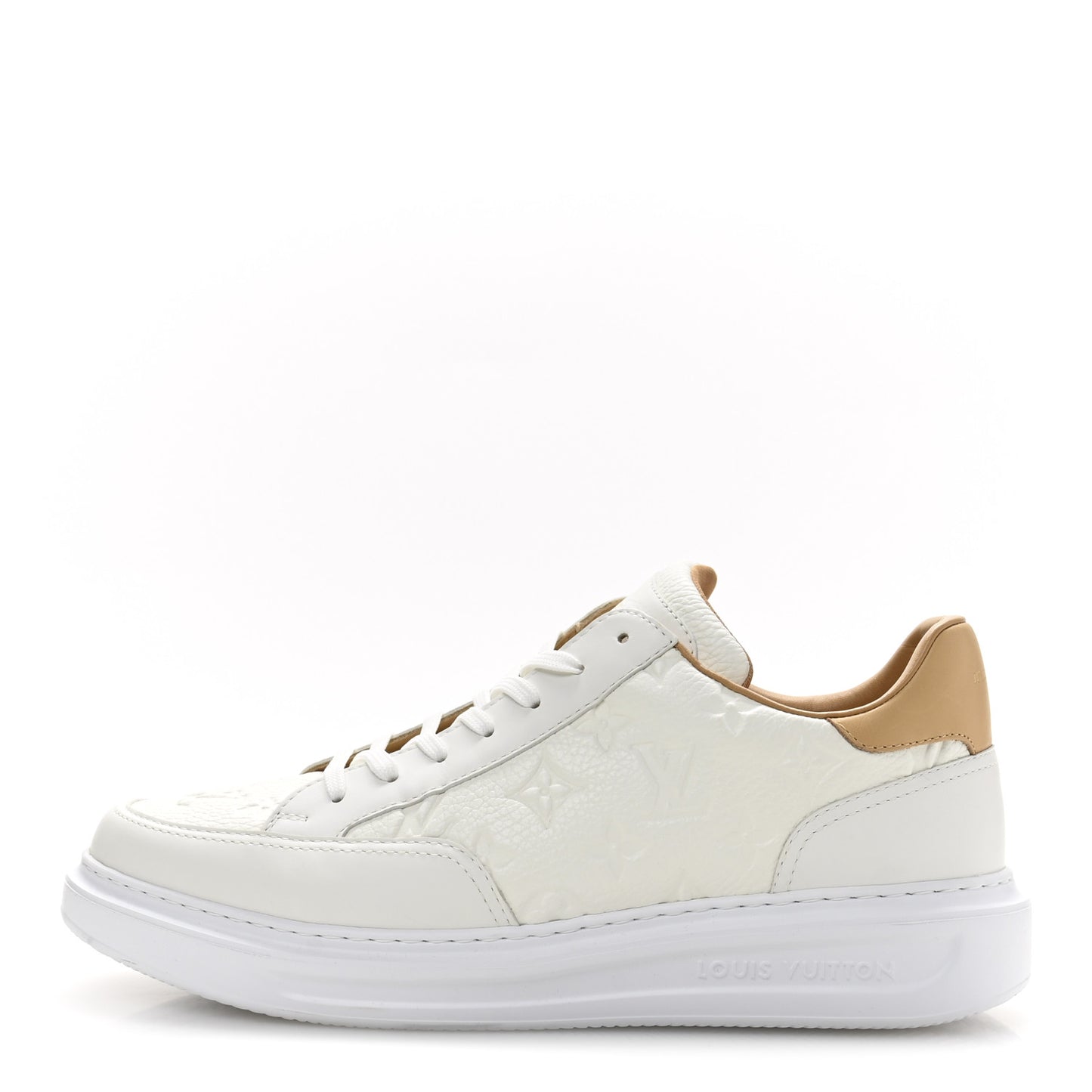 Grained Calfskin Embossed Monogram Mens Beverly Hills Sneakers 8.5 White