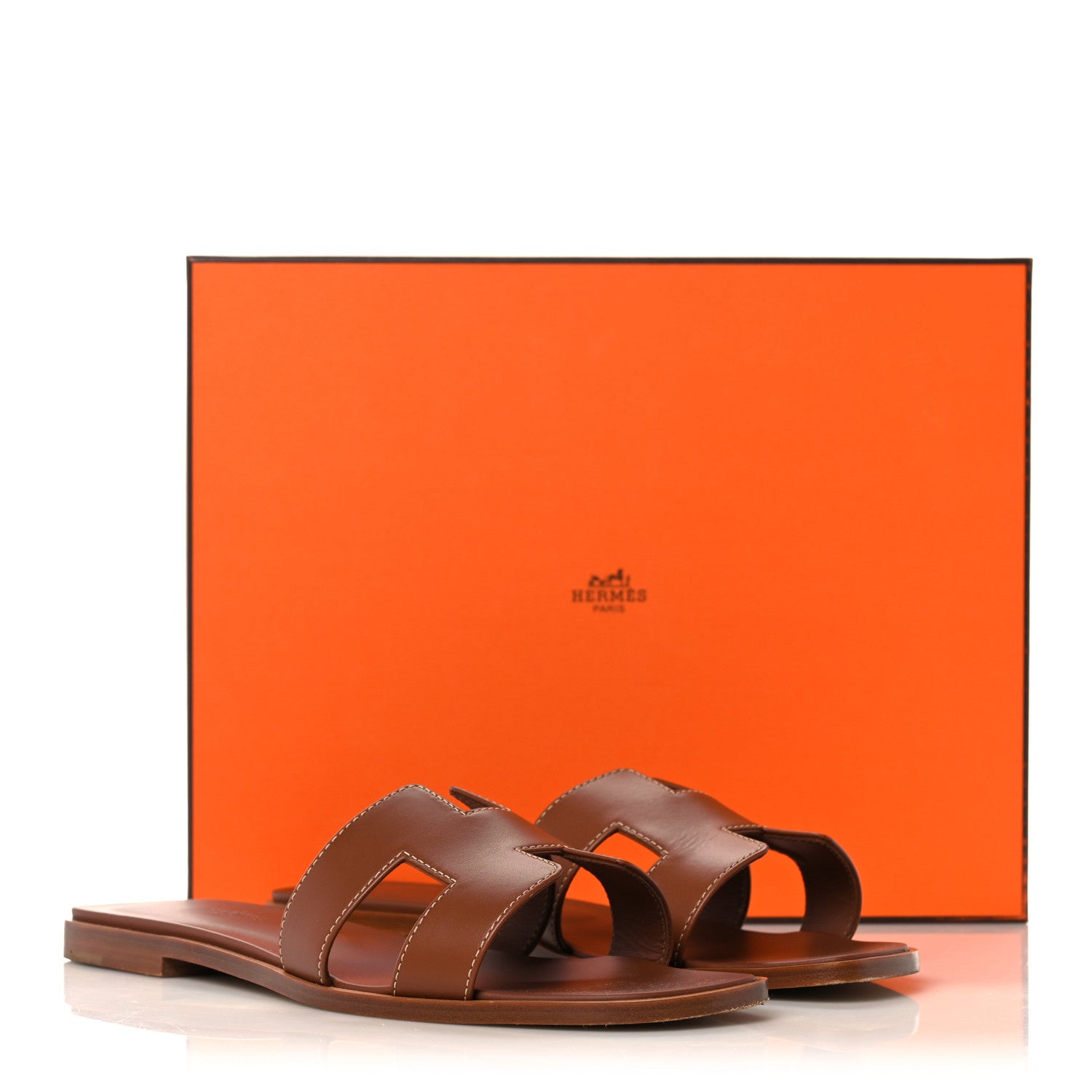 Hermes Box Calfskin Oran Sandals 38.5 Gold 10 of 10