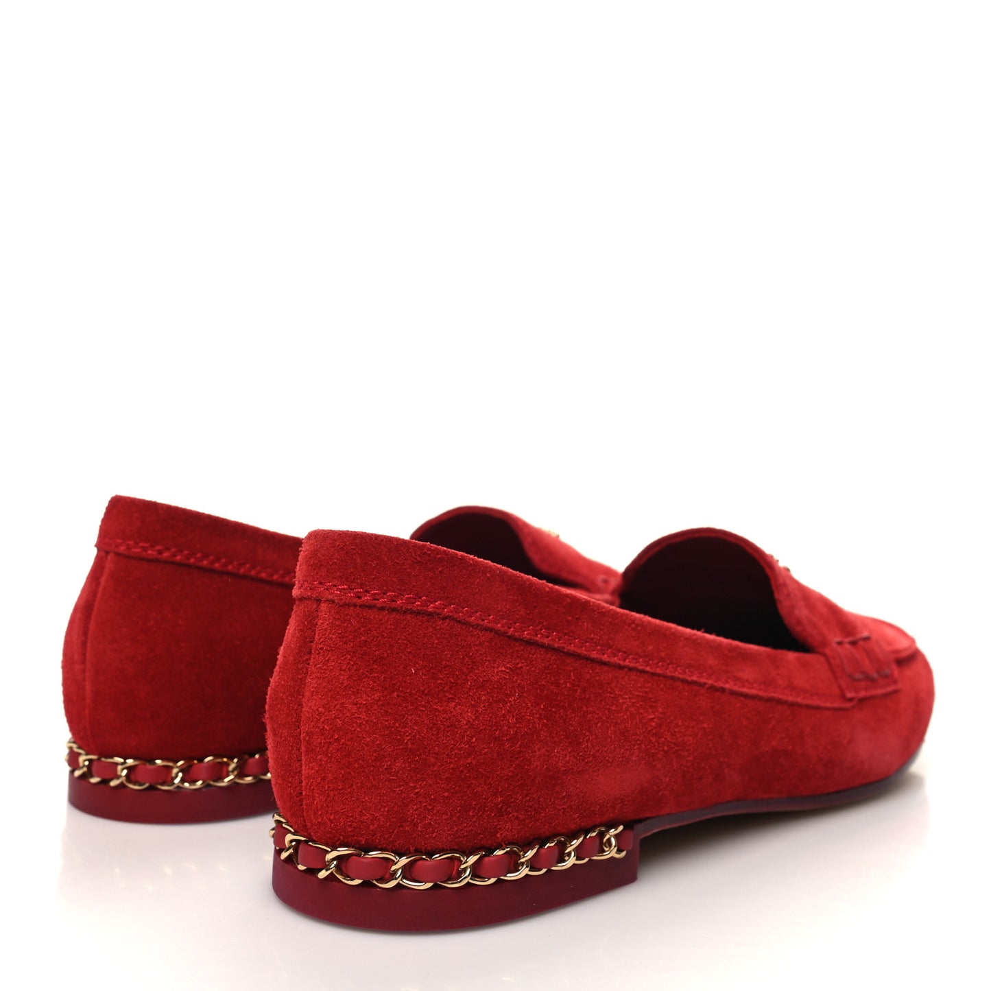 Suede CC Chain Mocassin Loafers 41 Red