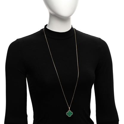 Van Cleef & Arpels 18K Yellow Gold Malachite Magic Alhambra Pendant Necklace 2 of 5