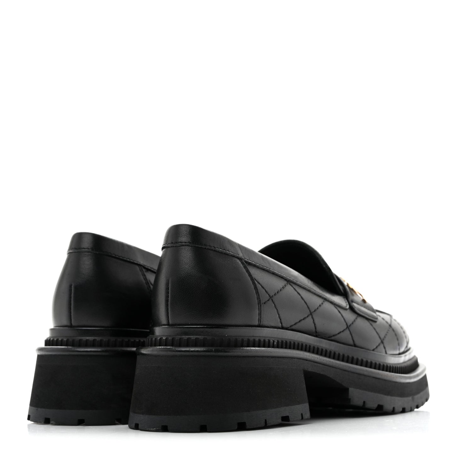 Calfskin Quilted CC Mocassin Loafers 35 Black