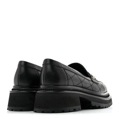 Chanel Calfskin Quilted CC Mocassin Loafers 35 Black 6 of 12