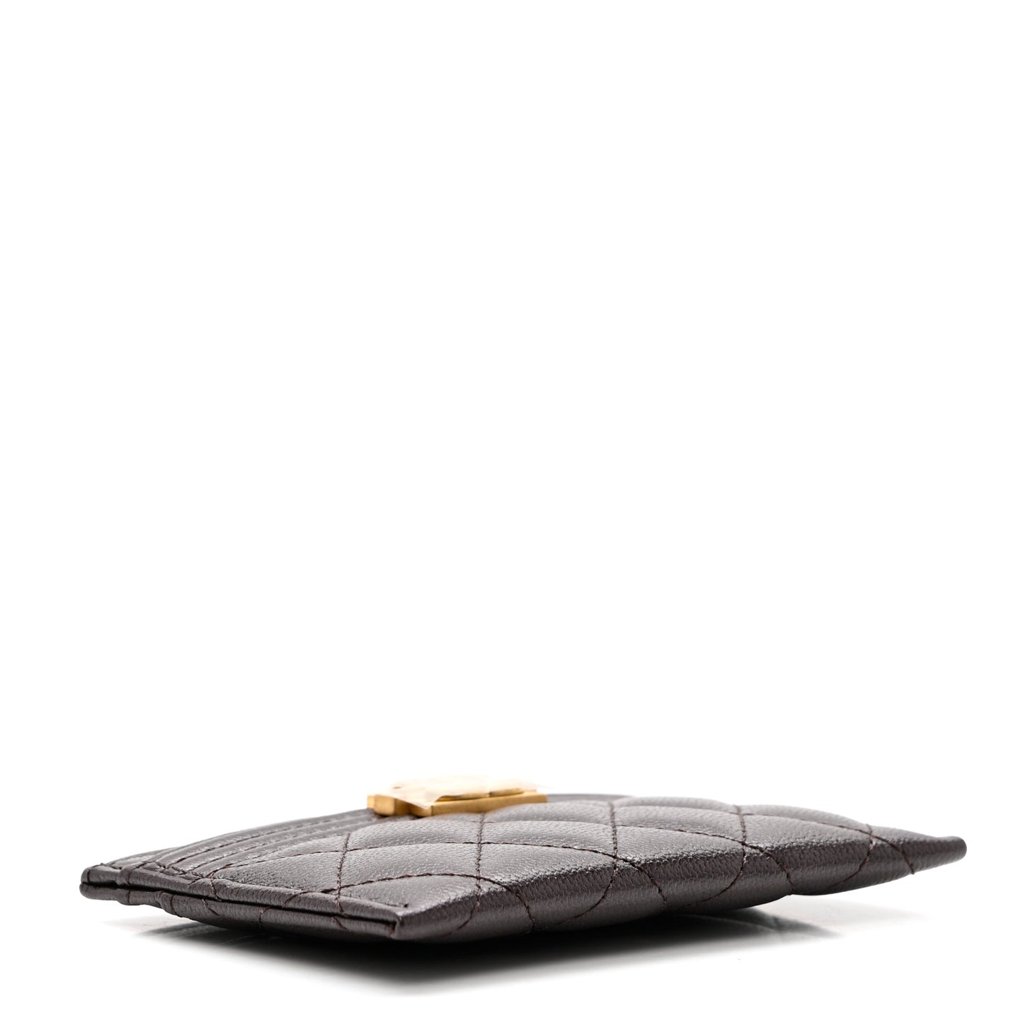 Caviar Quilted Boy Card Holder Dark Brown