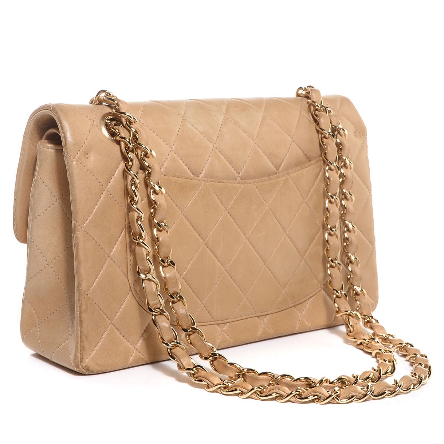 Lambskin Quilted Small Double Flap Beige