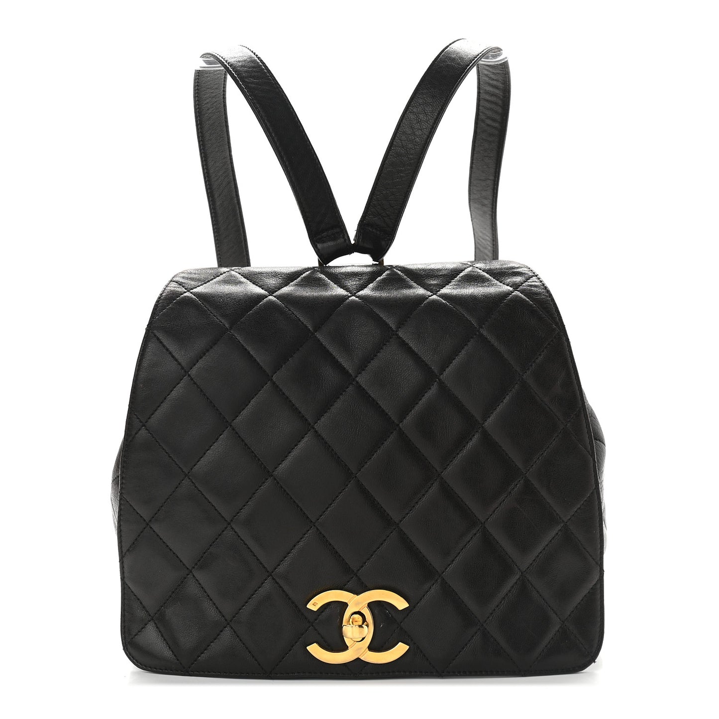 Lambskin Quilted Backpack Black