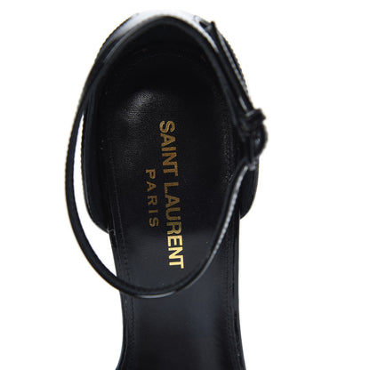 Saint Laurent Patent Calfskin Opyum 110 Sandals 38 Black Gold 6 of 8