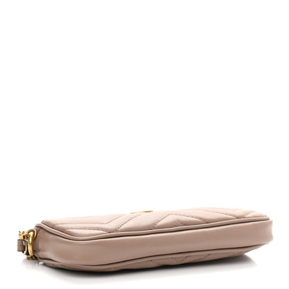 Gucci Calfskin Matelasse Mini GG Marmont Chain Crossbody Bag Porcelain Rose 3 of 10