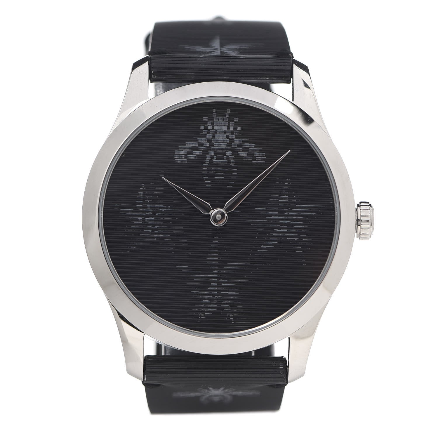 Gucci Stainless Steel Calfskin 38mm G-Timeless Bee Star Hologram Quartz Watch Black 1 of 6