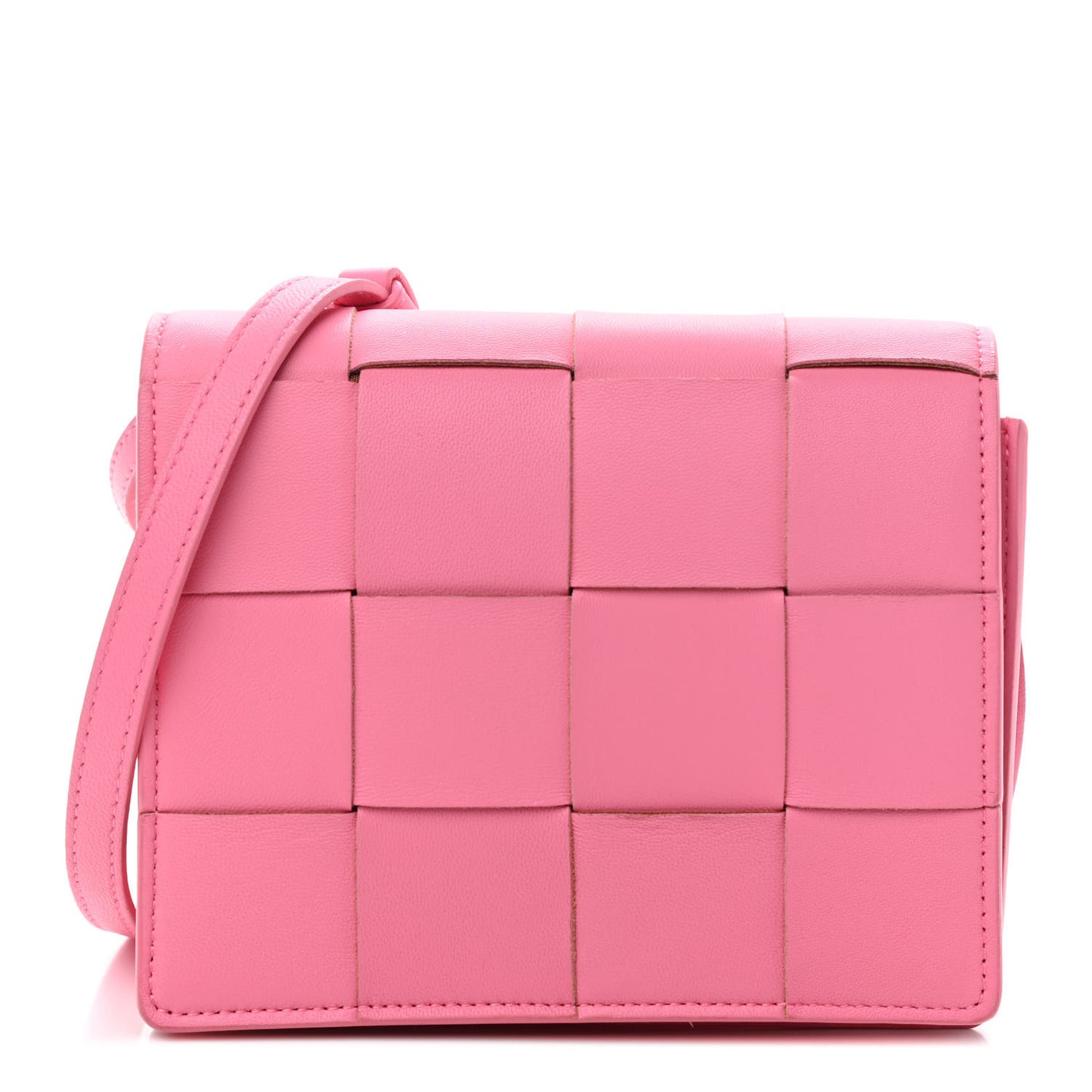 Lambskin Maxi Intrecciato Mini Cassette Crossbody Bag Pink