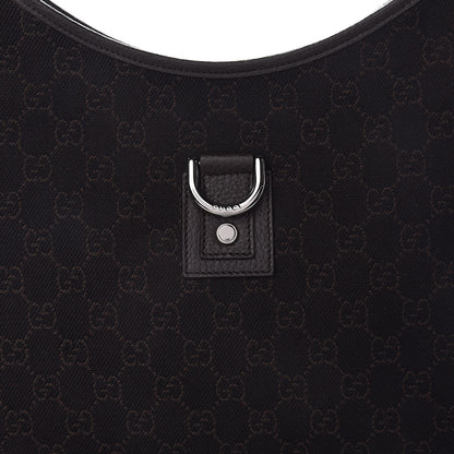 Gucci Denim Monogram Abbey D Ring Hobo Brown 8 of 10