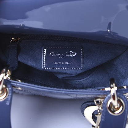 Christian Dior Patent Cannage Mini Lady Dior Denim Blue 8 of 11