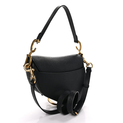 Christian Dior CHRISTIAN DIOR Grained Calfskin Saddle Bag With Strap Black 3 of 9