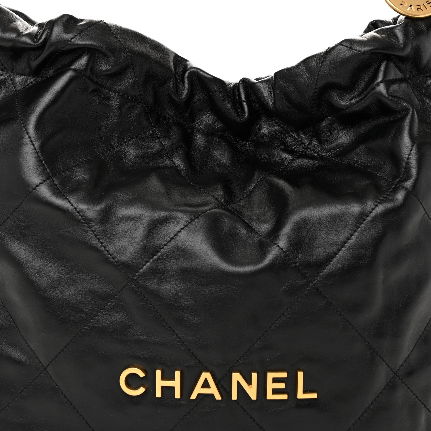 Chanel Shiny Calfskin Quilted Chanel 22 Black 9 of 12