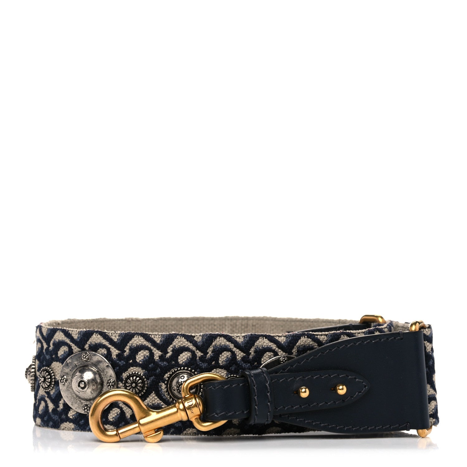 Christian Dior Oblique Studded Shoulder Strap Blue 1 of 6