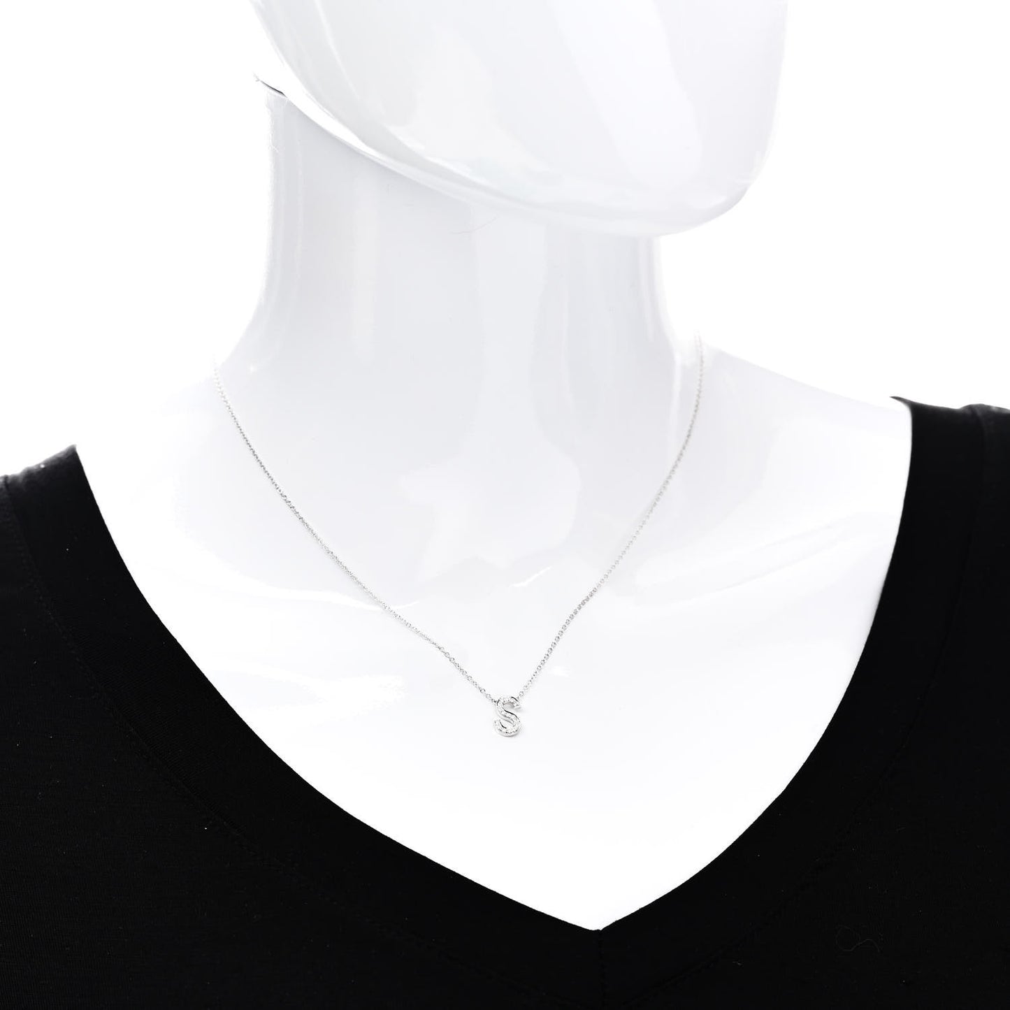 Platinum Diamond Letter S Pendant Necklace