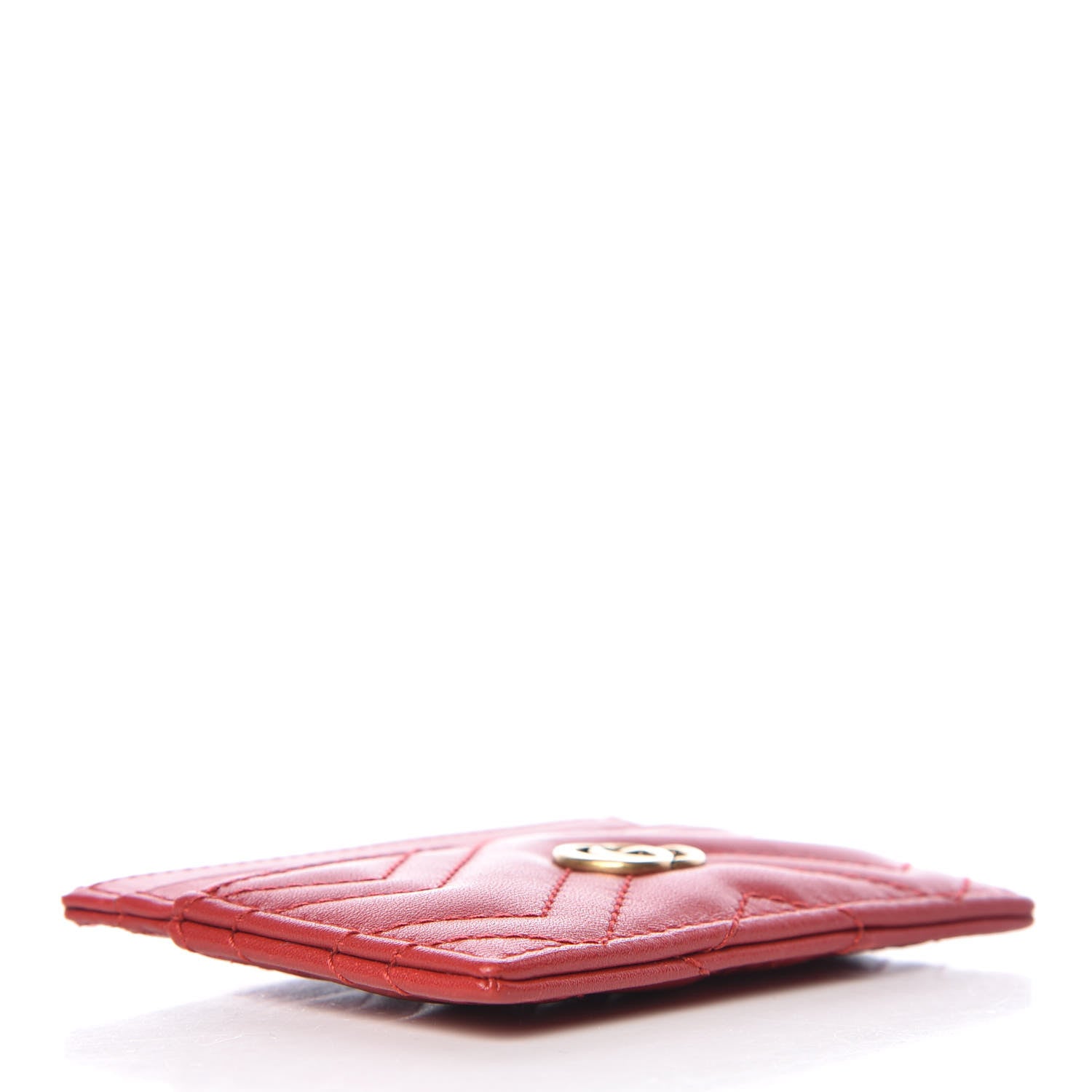 Gucci Calfskin Matelasse GG Marmont Card Holder Hibiscus Red 4 of 7