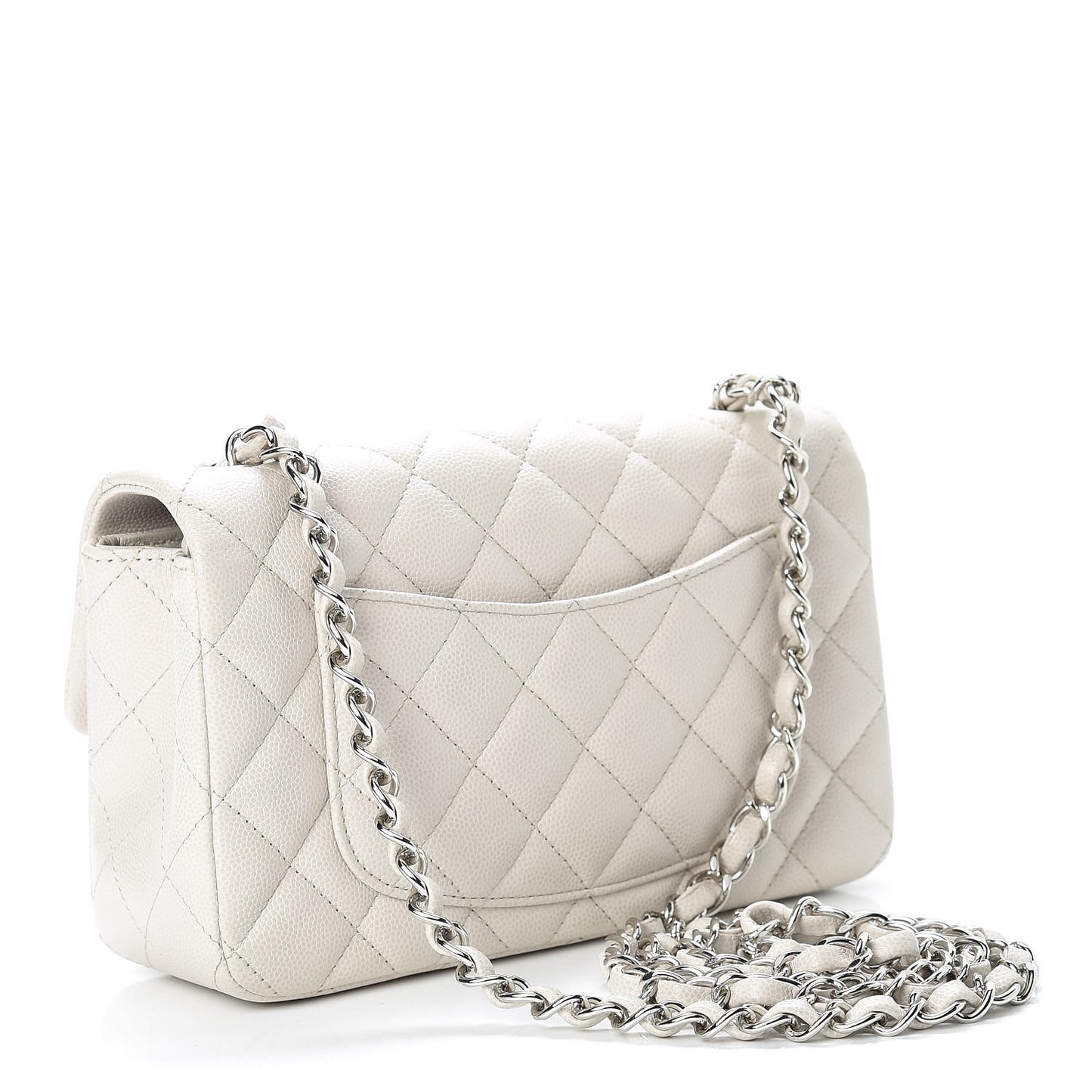 Caviar Quilted Mini Rectangular Flap Ivory