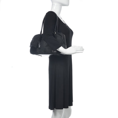 Prada Tessuto Nylon Soft Calfskin Shoulder Bag Black 2 of 9