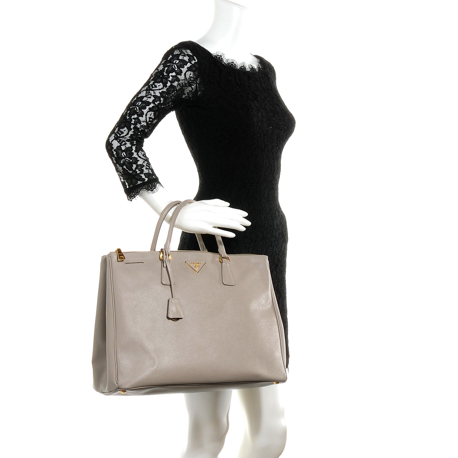 Prada Saffiano Lux Large Double Zip Tote Pomice 2 of 8