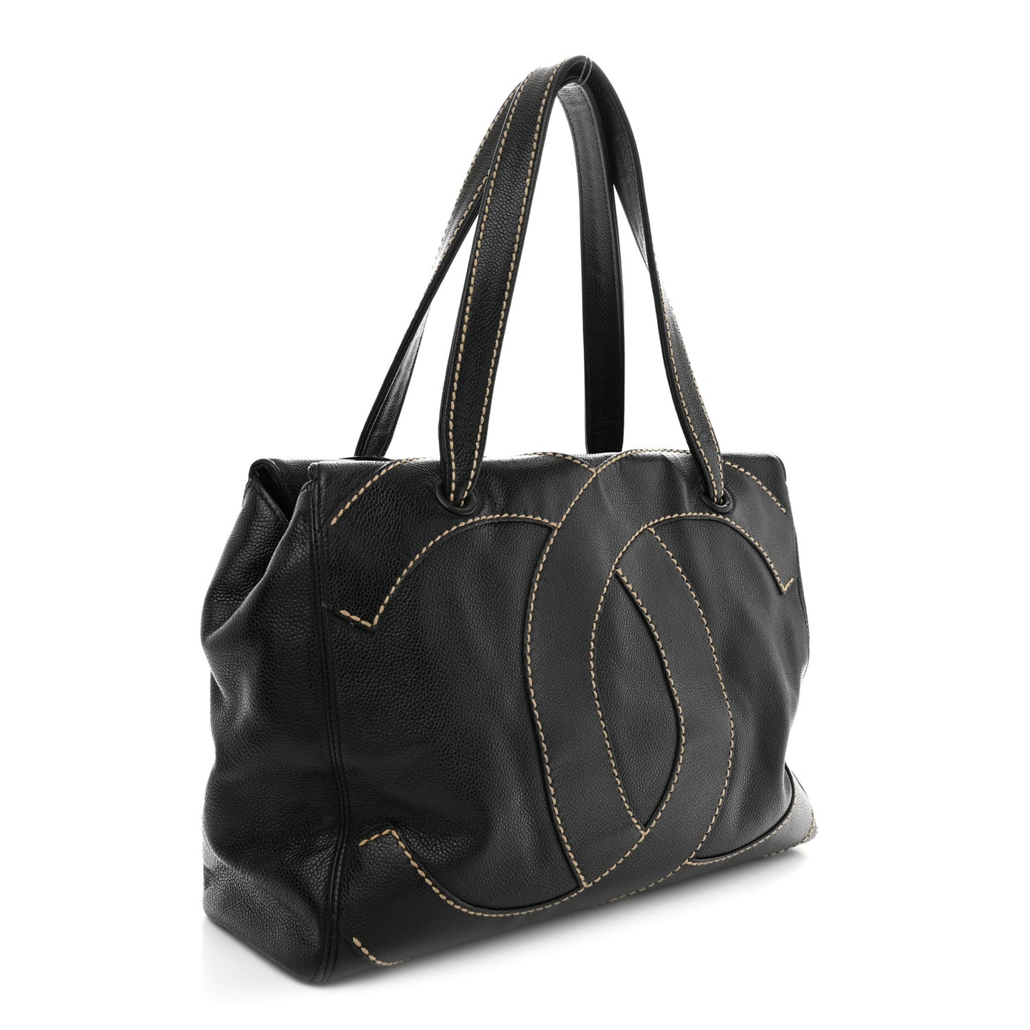 Caviar CC Stitched Medium Tote Black
