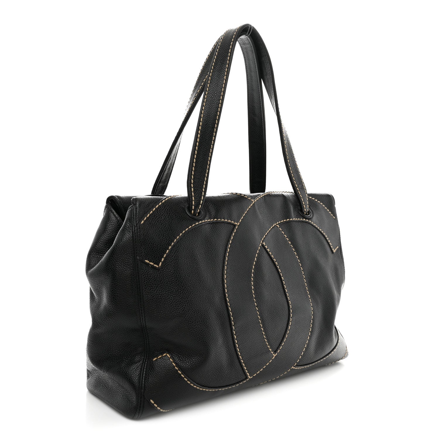 Chanel Caviar CC Stitched Medium Tote Black 3 of 11