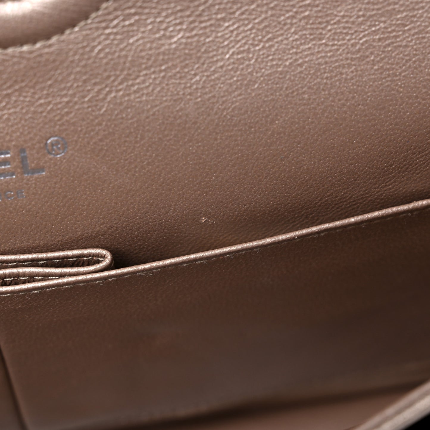 Metallic Lambskin Quilted Medium Double Flap Khaki