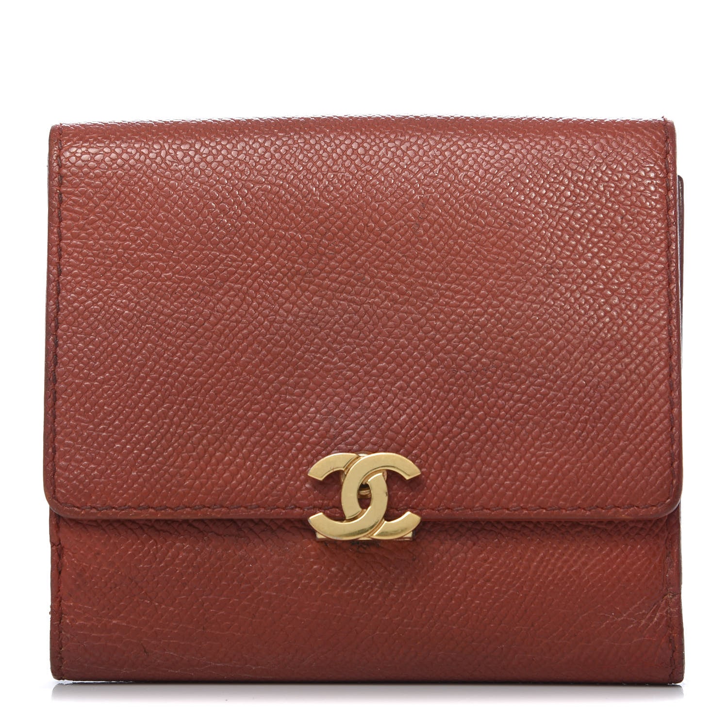 Chanel Grained Calfskin CC Compact Wallet Light Red 1 of 17