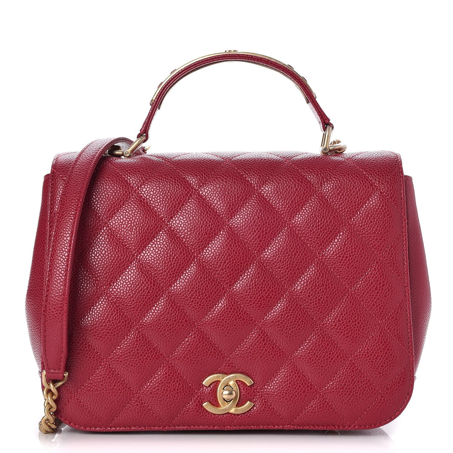 Caviar Large Carry Around Flap Bag Red