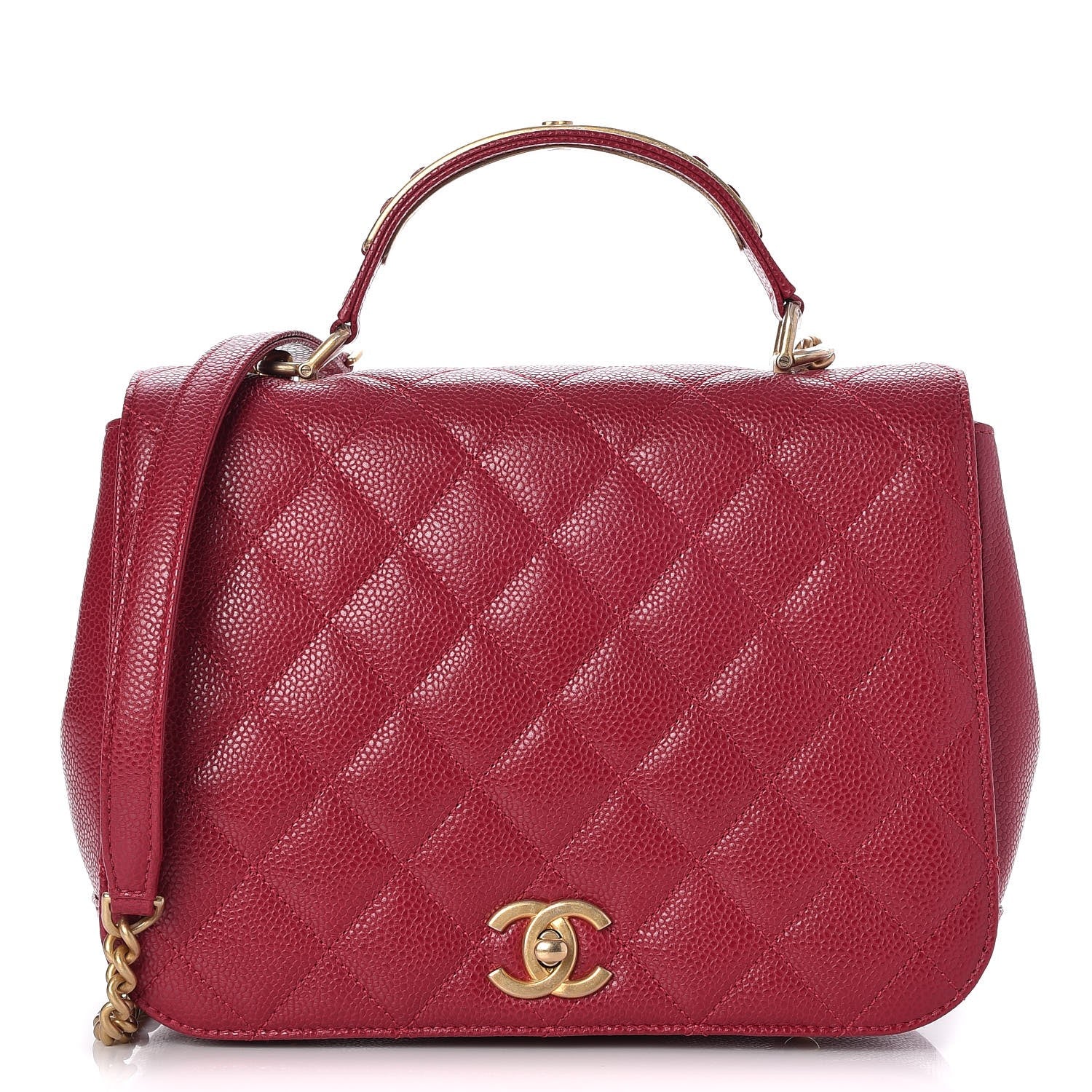 Chanel Caviar Large Carry Around Flap Bag Red 1 of 8