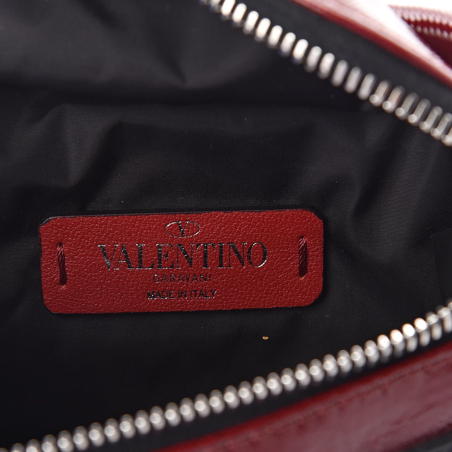 Valentino Garavani Shiny Coated Canvas VLTN Crossbody Dark Red 6 of 9