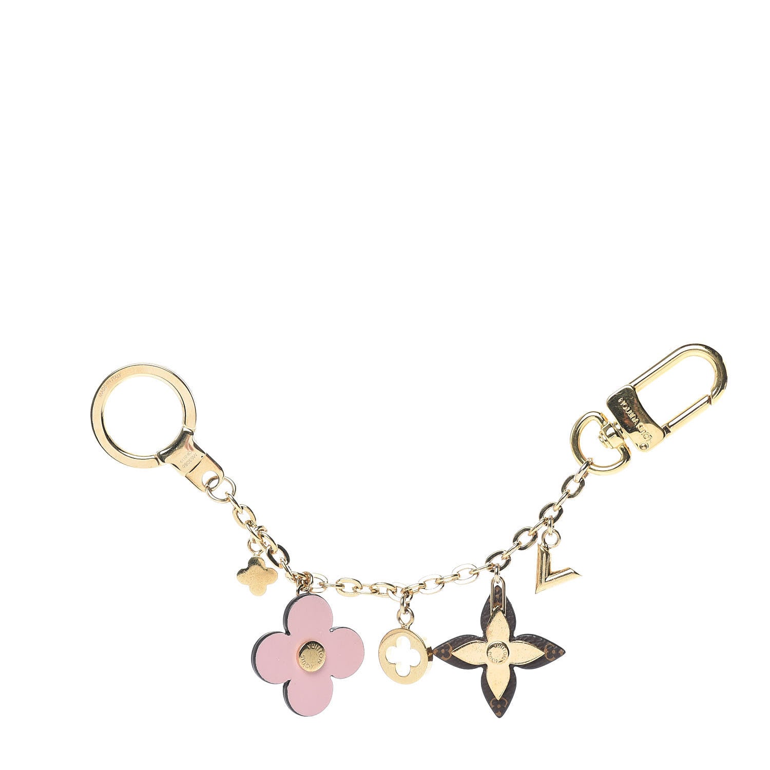Louis Vuitton Brass Monogram Blooming Flowers Bag Charm Key Holder Rose Ballerine 1 of 5