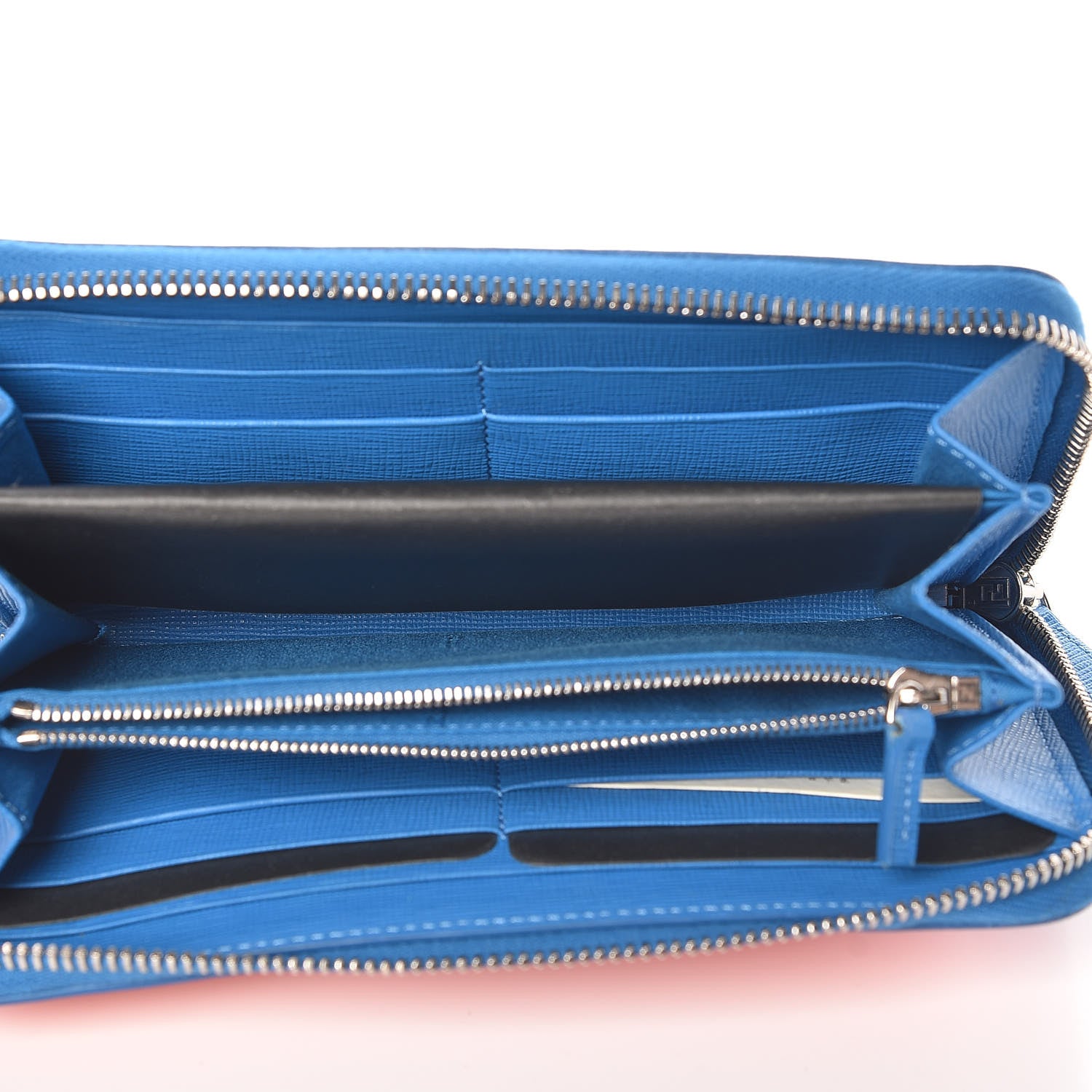 Fendi Vitello Elite Crystal Eye Monster Zip Around Wallet Royal Blue Papavero Multicolor 5 of 10