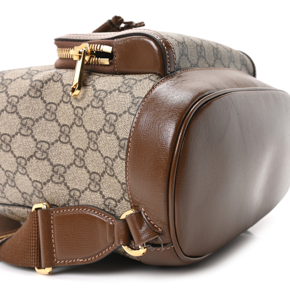 GG Supreme Monogram Azalea Calfskin Retro Interlocking G Buckle Backpack Beige Ebony Brown Sugar