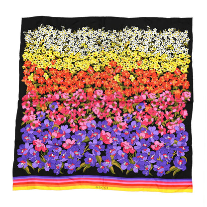 Gucci Silk Degrade Floral Square Scarf Black Multicolor 1 of 5