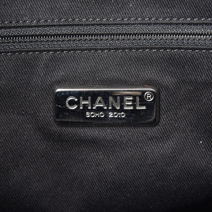 Chanel Glazed Calfskin Quilted Tweed Portobello Tote Black Red 6 of 7